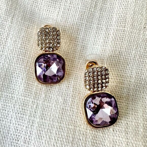 Mod style light purple dangle earrings - Picture 1 of 2